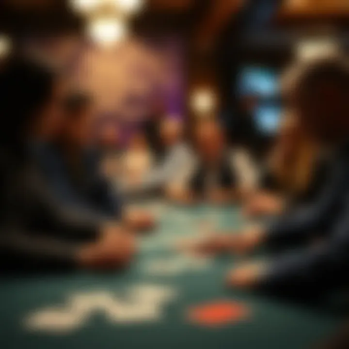 An engaging scene of players focusing on their blackjack game