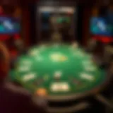 A detailed layout of an online poker tournament table