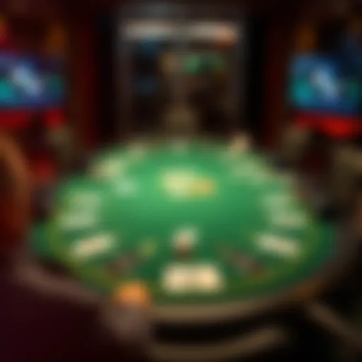A detailed layout of an online poker tournament table