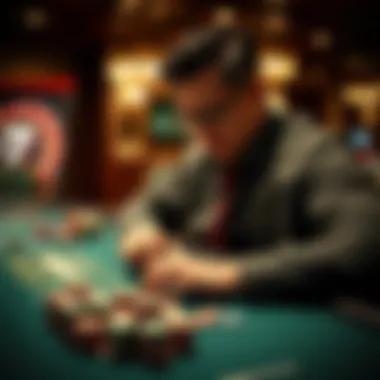 A professional player counting chips