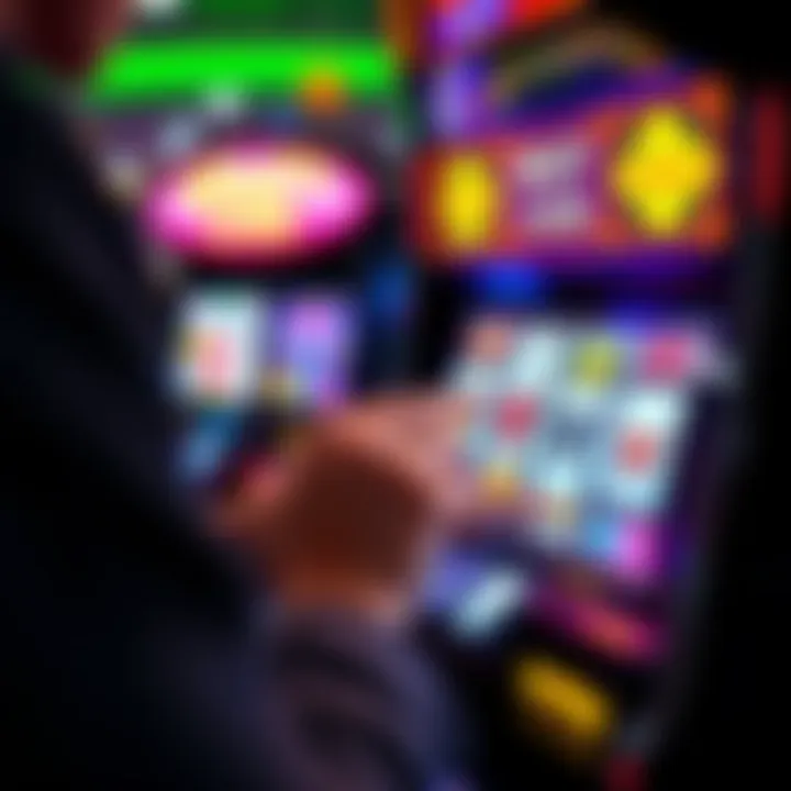 Close-up of a player interacting with the Mighty Cash slot machine controls