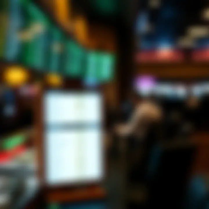 Display of various betting options available