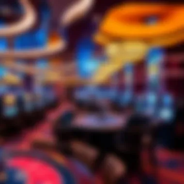 A luxurious casino interior on a Norwegian Cruise Line ship showcasing vibrant lights and elegant decor.
