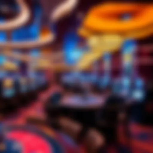 A luxurious casino interior on a Norwegian Cruise Line ship showcasing vibrant lights and elegant decor.