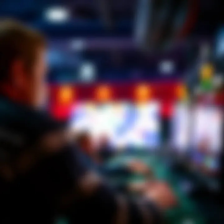 A player engaged in a trivia game, focusing intently on the screen