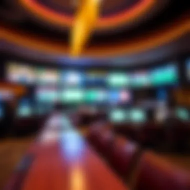 Interior view of the sportsbook area with screens displaying games