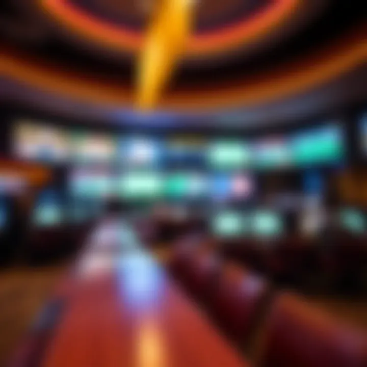 Interior view of the sportsbook area with screens displaying games