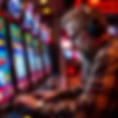 Strategic Player Engagement with Slot Machines A player analyzing their strategy while engaging with a slot machine