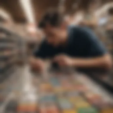 Strategic Ticket Selection A person contemplating ticket selections in a store