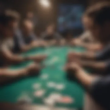 Multiplayer Card Gaming A group of players engaged in multiplayer card gaming on their devices.