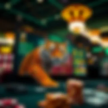 An illustrative depiction of Tiger Casino's vibrant interface showcasing its no deposit bonus highlights.