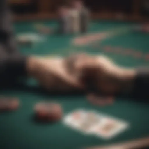 A classic poker table setup with cards and chips