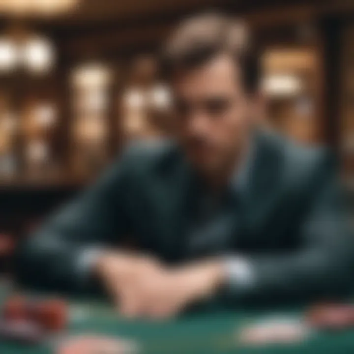 A player contemplating their next move in a game of Blackjack