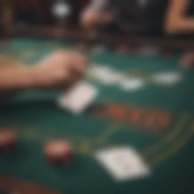 Cards displayed on a Blackjack table highlighting a winning scenario