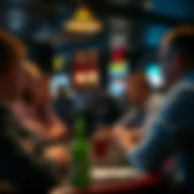 Strategic Insights Sharing in a Sportsbook Social Club A group discussion among bettors sharing insights and strategies in a social setting.