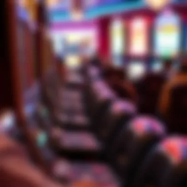A vibrant scene capturing the social atmosphere around slot machines in a casino